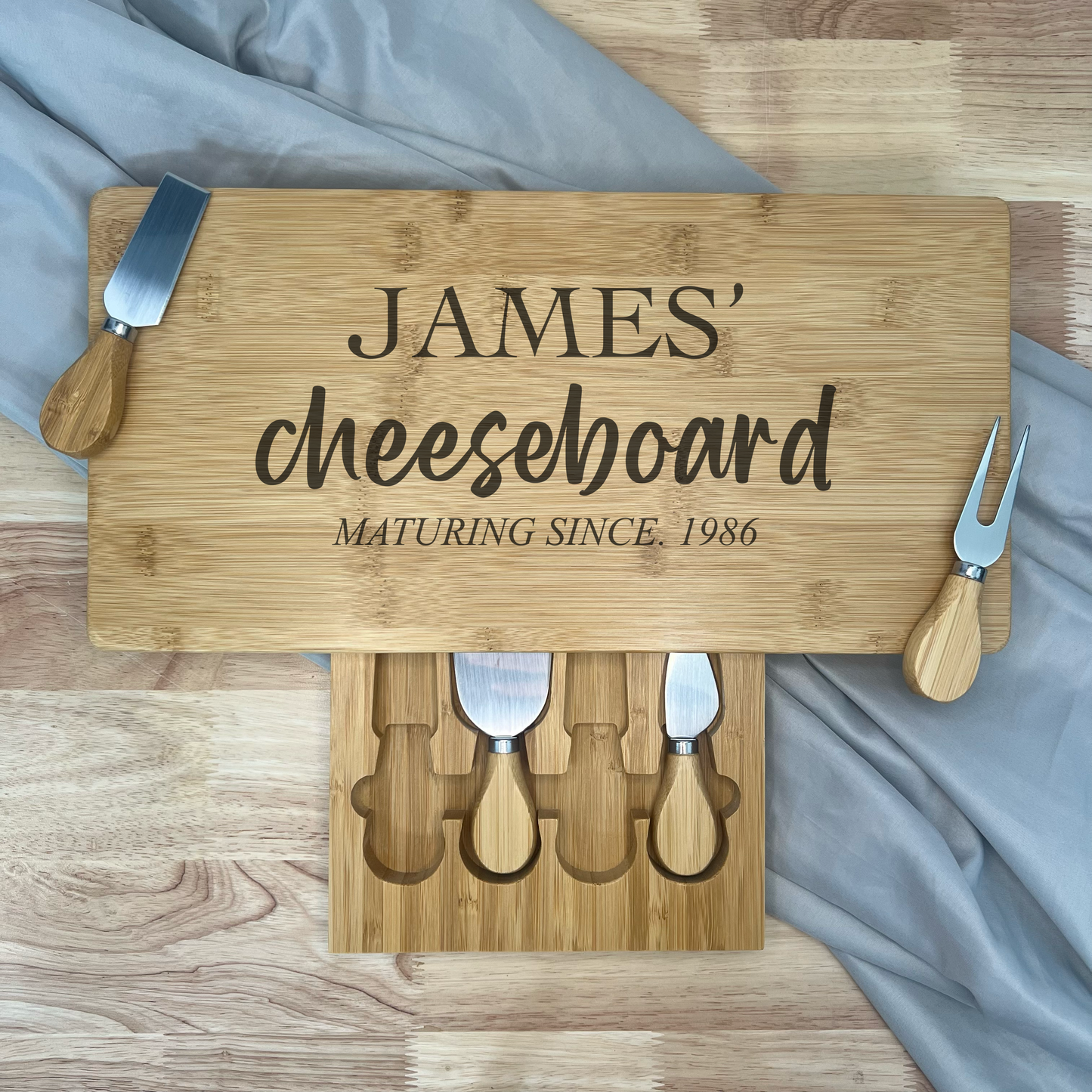 Rectangle Personalised Cheese Board Set - Milestone Birthday - Various Designs