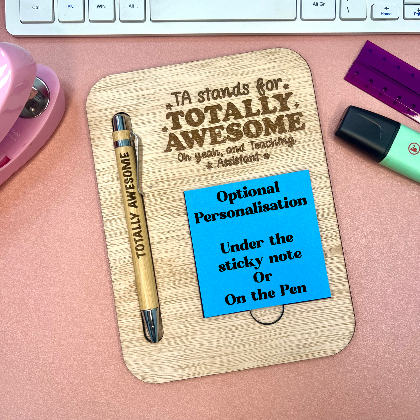 Totally Awesome Teaching Assistant - Post It Note Holder & Pen