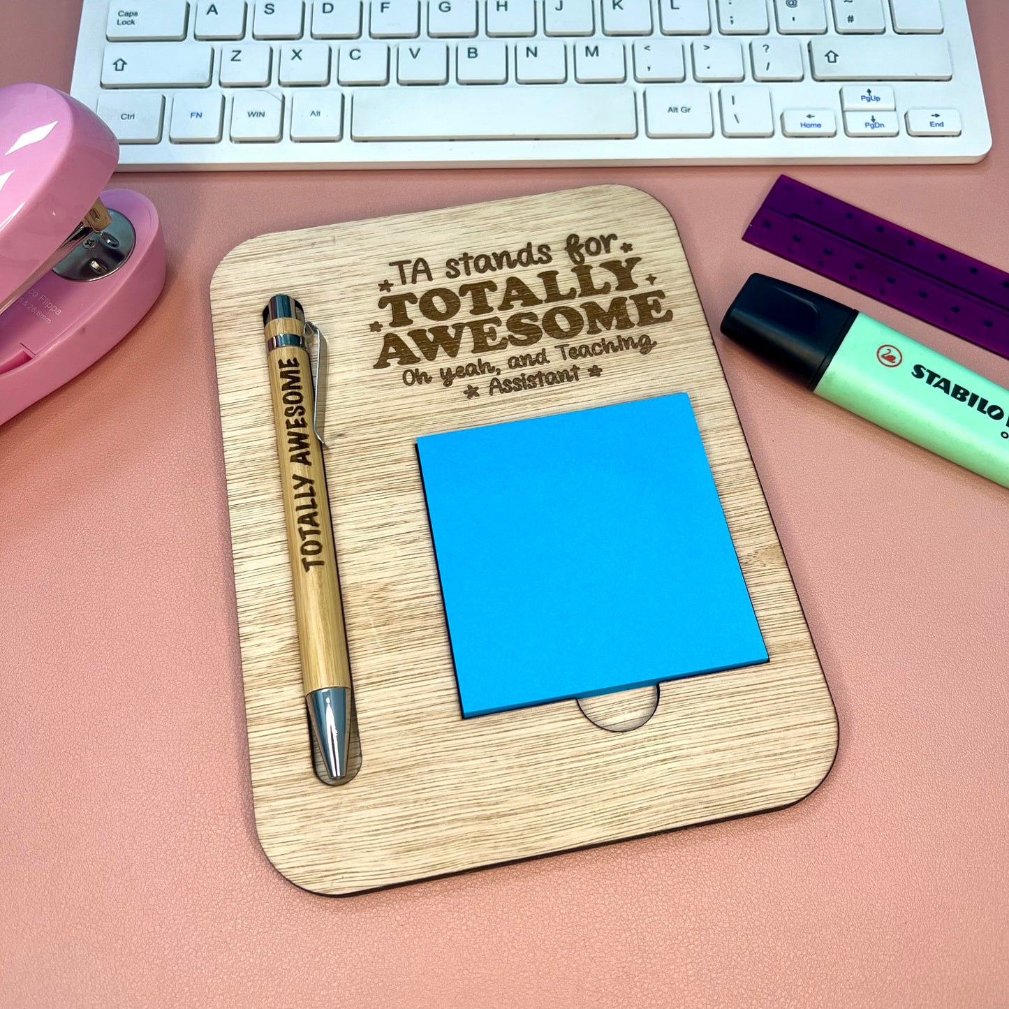 Totally Awesome Teaching Assistant - Post It Note Holder & Pen