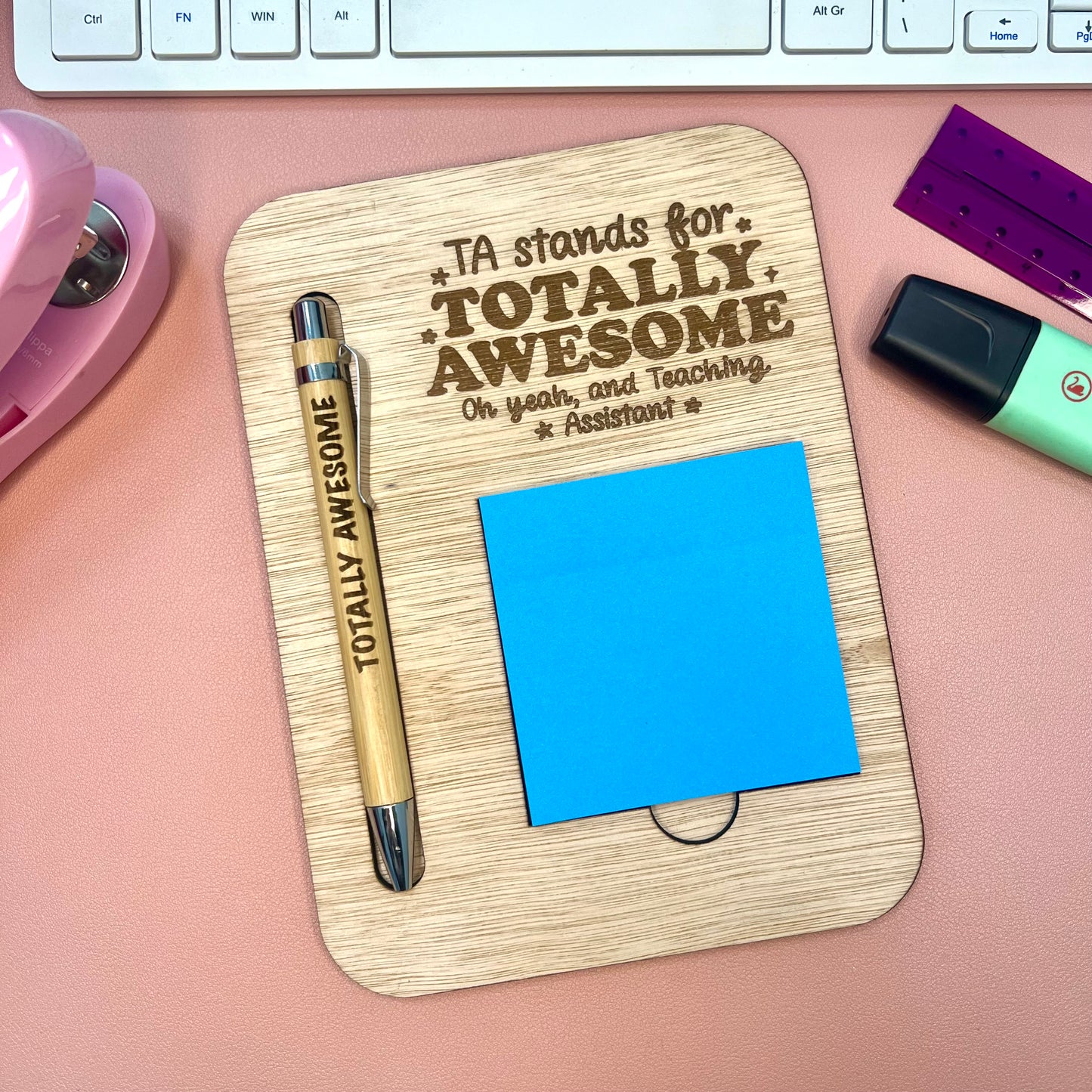 Totally Awesome Teaching Assistant - Post It Note Holder & Pen