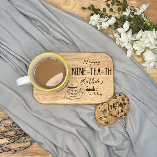 Personalised Wooden Tea & Biscuit Board - Age - Nine-Tea-Th