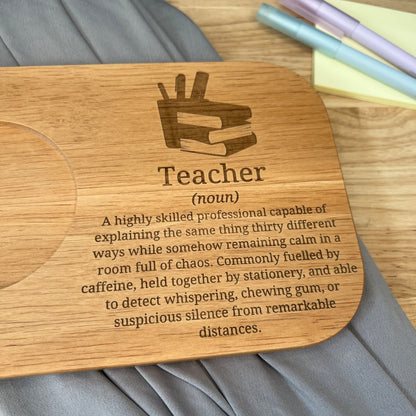 Personalised Wooden Tea & Biscuit Board - Teacher Dictionary Description