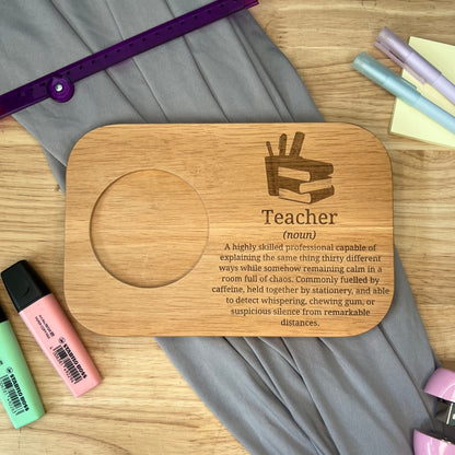 Personalised Wooden Tea & Biscuit Board - Teacher Dictionary Description