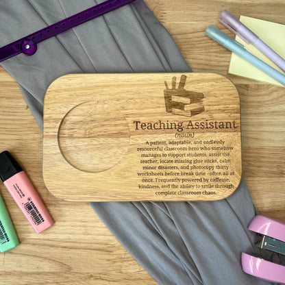 Personalised Wooden Tea & Biscuit Board - Teaching Assistant Dictionary Description