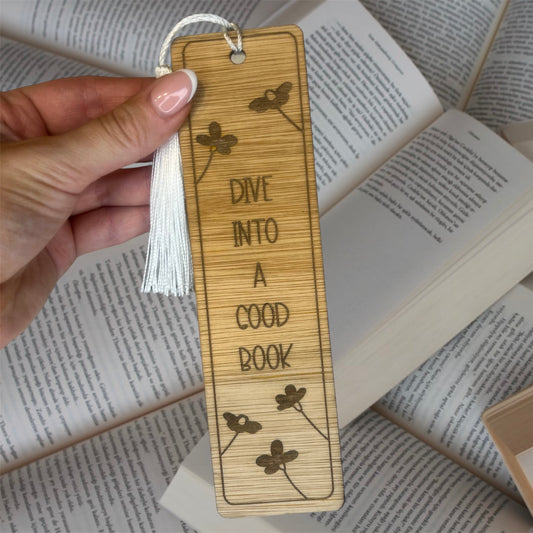 Wooden Bookmark - Dive Into A Good Book - Various Designs