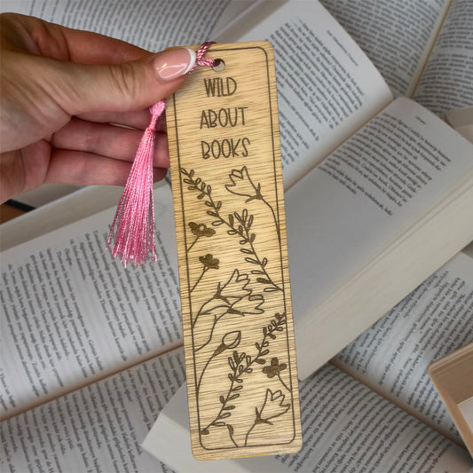 Wooden Bookmark - Wild About Books - Various Designs
