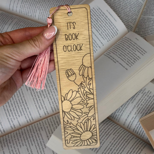 Wooden Bookmark - It's Book O'Clock - Various Designs