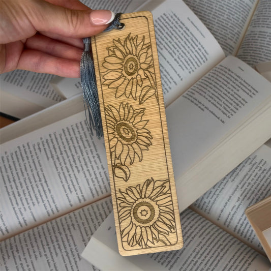Wooden Bookmark - Flower Drawings - Various Designs