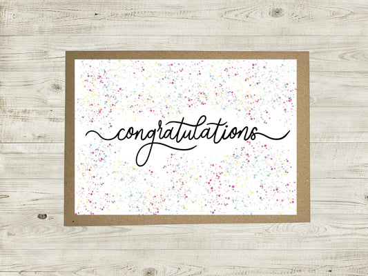 Congratulations Card - Multi Colour Splatter - A5