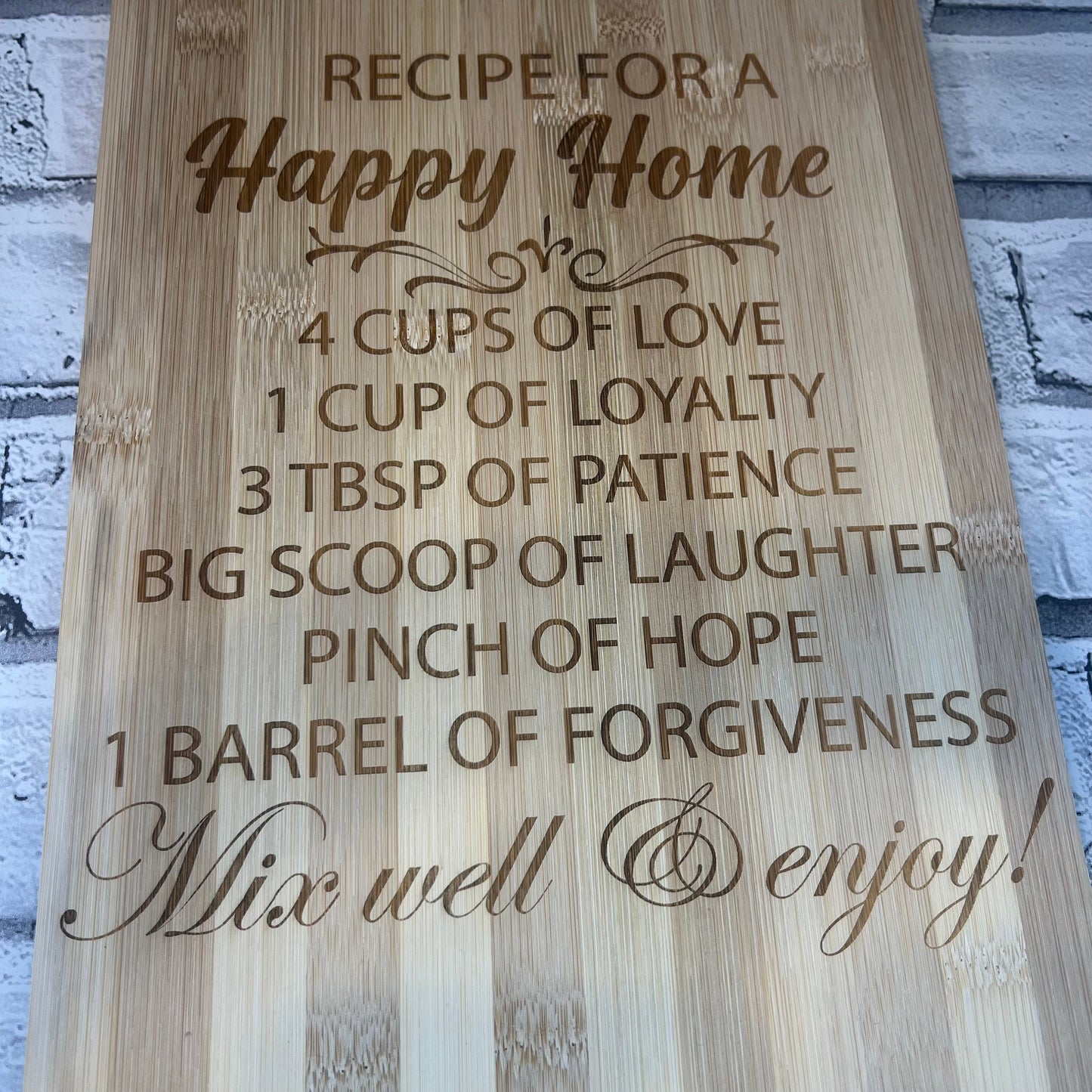 Bamboo Chopping/Serving Board - Recipe For A Happy Home