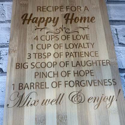 Bamboo Chopping/Serving Board - Recipe For A Happy Home