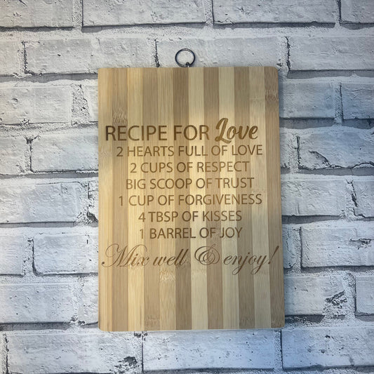 Bamboo Chopping/Serving Board - Recipe For Love