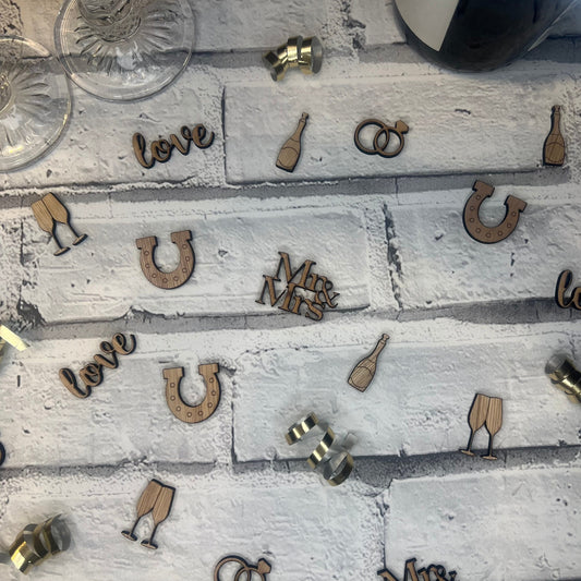 Wooden Table Confetti - Wedding