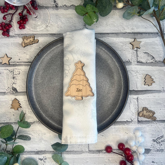 Personalised Christmas Tree Name Place Table Settings