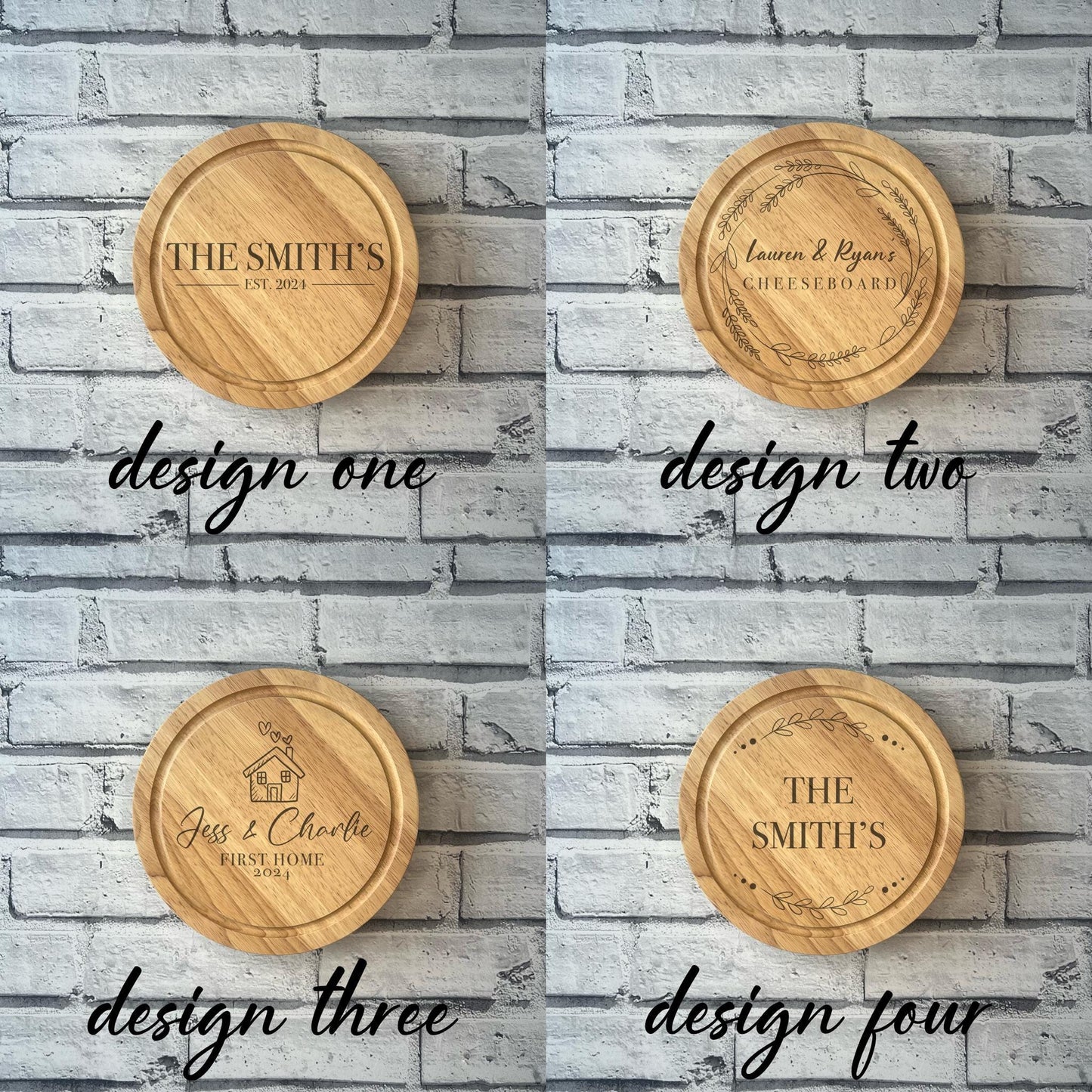 Circle Personalised Cheese Board Set - Various Designs