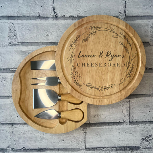 Circle Personalised Cheese Board Set - Various Designs
