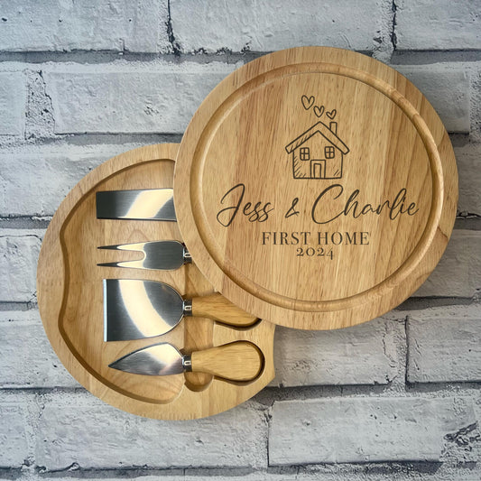 Personalised Cheese Board Set - First House