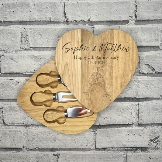 Heart Cheese Board - Personalised - Anniversary