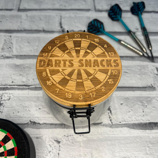 Jar With Laser Engraved Lid - Darts Snacks